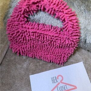 Pink Chenille Textured Handbag - Women Accessories